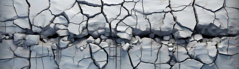 The Wall Is Covered With Large And Deep Cracks . Illustration On The Theme Of Textures And Surfaces. Generative AI