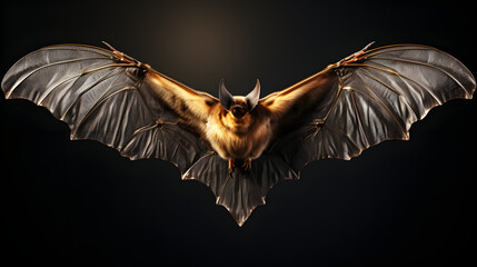 Flying bat isolated on black background