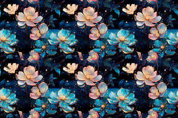 seamless pattern of elegant florals with delicate ornaments for graphic composition