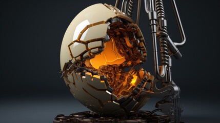 Obraz na płótnie Canvas Mechanical claw lifting golden egg