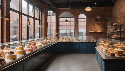 photo of a cake and bakery shop with a classic and clean style made by AI generative

