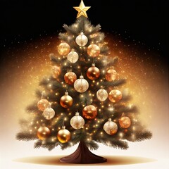 Fototapeta premium Christmas tree with golden stars
