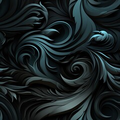 Obraz premium seamless pattern with leaf texture on a black background. Repeating ornament for fabric and textile