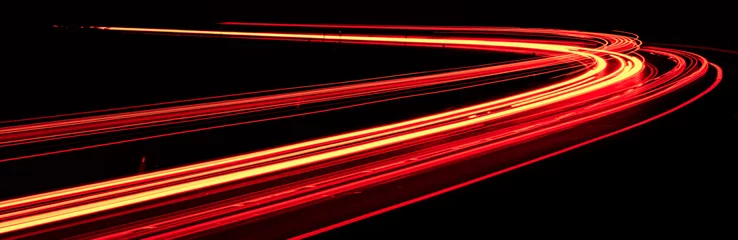Foto auf Acrylglas red car lights at night. long exposure © Krzysztof Bubel