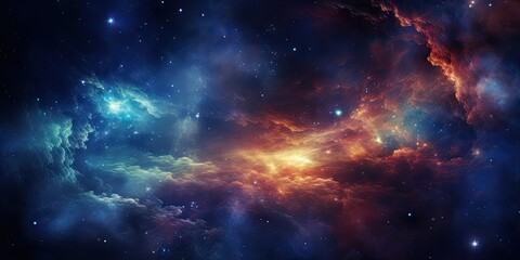 Fototapeta premium Cosmic nebula in deep space It showcases the stunning beauty of the universe beyond Earth. The concept of cosmic reality by Generative AI