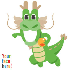 顔写真を入れて使うドラゴンの着ぐるみ_飛ぶ