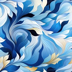 Fototapeta premium seamless pattern with the texture of blue leaves on a white background. Ornament texture for fabric decoration