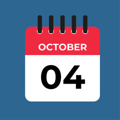 october 4th calendar reminder. 4th october daily calendar icon template. Calendar 4th october icon Design template. Vector illustration