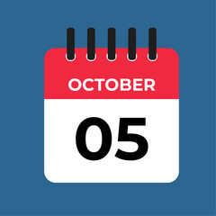 Fototapeta premium october 5th calendar reminder. 5th october daily calendar icon template. Calendar 5th october icon Design template. Vector illustration