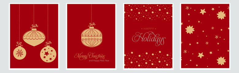 Set of Christmas greeting card or banner, Happy Winter Holiday - 669508682