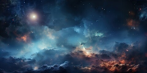 Obraz premium Cosmic nebula in deep space It showcases the stunning beauty of the universe beyond Earth. The concept of cosmic reality by Generative AI