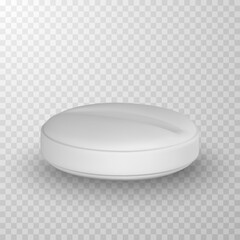Realistic 3d pill in cartoon style. Medicine and drugs tablet, medical supplements. Vector illustration