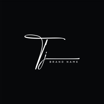 TJ letter beauty handwriting vector logo. 