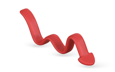 3d realistic green arrow down in cartoon style. Trade infographic. Trading stock news impulses. Success of business strategy. Vector illustration