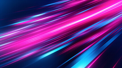 Blue pink and purple neon glow laser beam light lines moving fast, digital, high speed internet, cyberpunk, techonogy backdrop. futuristic abstract background. - obrazy, fototapety, plakaty