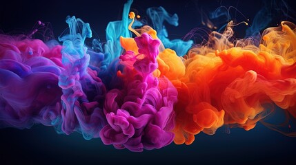 Obraz premium Smoke Splash of Colorful Paint on the Dark Background 
