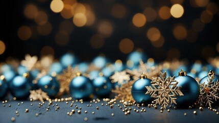 Free photo closeup of christmas decorations with bright colorful bokeh on background