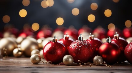 Free photo closeup of christmas decorations with bright colorful bokeh on background