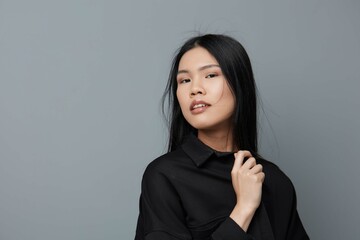 Beauty woman asian smile fashion face portrait girl background
