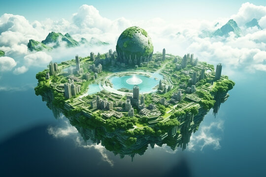 floating civilization in sky