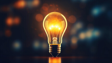One of Lightbulb glowing dark area with copy space for creative thinking, problem solving solutions and outstanding concept.