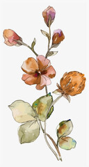 bouquet of roses, Illustration Motif, Multi Color Watercolor Flower