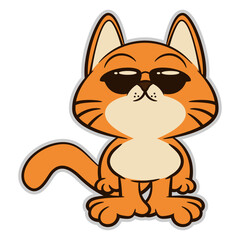 Cartoon illustration of Cute orange cat wearing sunglasses. Best for sticker, logo, and mascot with pets themes