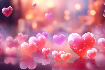 the essence of love through soft-focus hearts gradually fading into the background. Valentine's Day