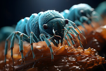 Bed bugs under a microscope - obrazy, fototapety, plakaty