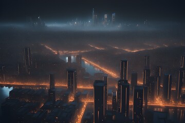 The city night view. Generative AI