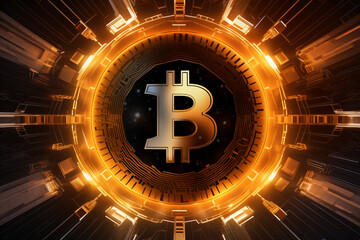 Bitcoin futuristic background, Generative AI