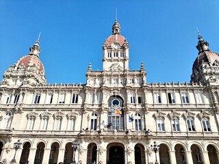 Fototapeta na wymiar La coruna Spain downtown buildings highlights sunny Galicia region of the world 