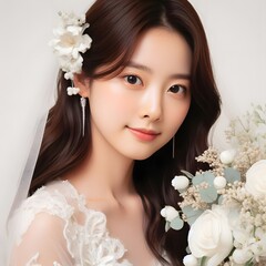 A beautiful young  lady taking her wedding 