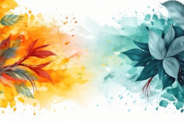 Fond tropique abstrait dans un style aquarelle. Des &eacute;claboussures d'aquarelle. Fond d'&eacute;cran. IA g&eacute;n&eacute;rative, IA