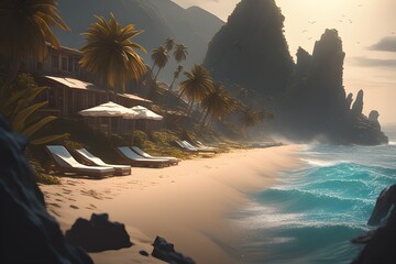 A pacific vacation scene. Generative AI