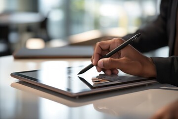 Close-up of a designer using a stylus and digital pen.