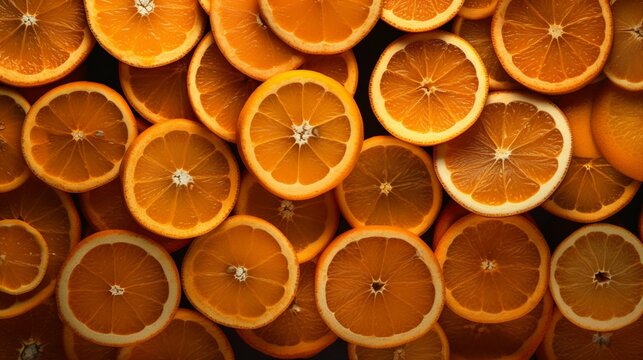 Wallpaper many orange citrus fruits slices whole background image AI generated art