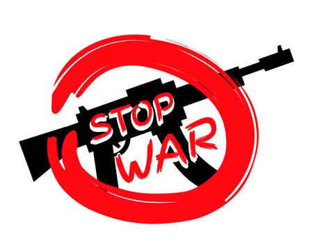 stop war black red  sign with gun weapon  vector illustration 