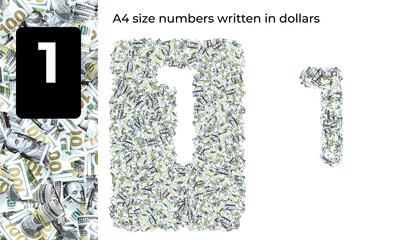 A4 size numbers written in dollars