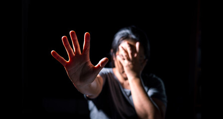 Stop Sexual abuse Concept, stop violence against Women, international women's day. Female stress...