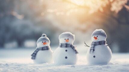 Christmas snowmen in the backyard