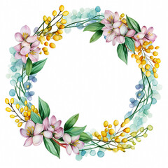 Round flower illustration isolated on white background.