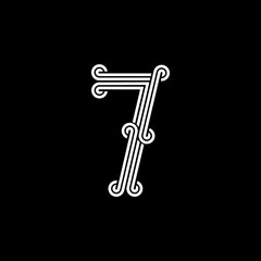 the logo consists of the number 7 and wave combined. Outline and elegant.