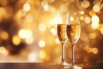 New Years Eve Celebration Background with Champagne.