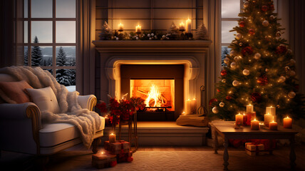 New Year atmosphere in a cozy home on a magical Christmas Eve