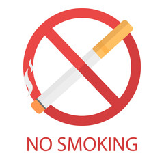 No smoking sign with crossed out cigarette, vector illustration for smoking cessation day, smoking cessation icon, 10 eps,