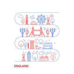 England London Line Art City. Vector Illustration of Outline Travel World. Great Britain.