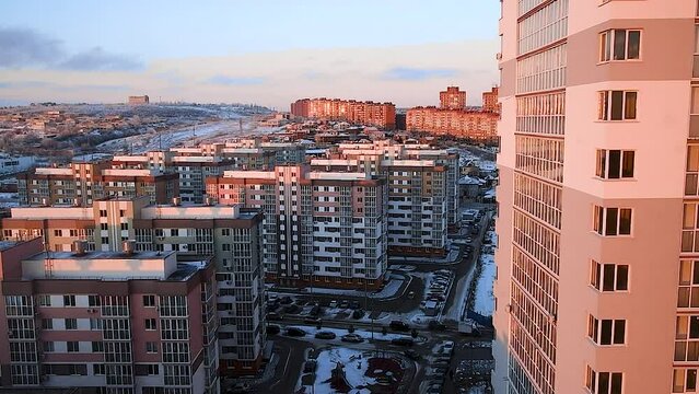 Sunny frosty morning in the city