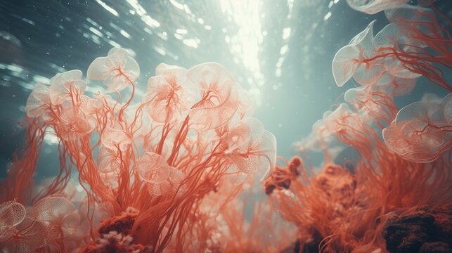 Submerged corals and a DNA helix, woven into a double exposure of lifea??s complexities.