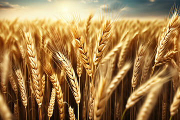 Weizeneld Getreide close up als  Hintergrund - obrazy, fototapety, plakaty
